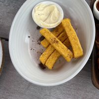 Polenta chips (half devoured)  at Mangawhai Tavern in Mangawhai