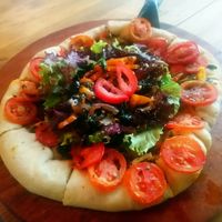 Vegan pizza at Herbolarium in Santa Fe