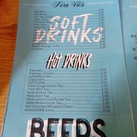 Soft drinks and hot drinks menu at Pura Vida Vegan Tacos in Antwerpen