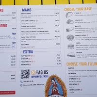 Menu at Pura Vida Vegan Tacos in Antwerpen