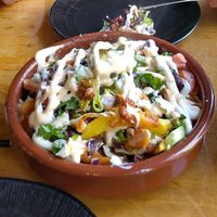 Heavenly loaded fries; honestly the best I ever had! Ever! at Pura Vida Vegan Tacos in Antwerpen