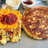 Tofu scramble & pancakes combo  at The Vegan Joint in Woodland Hills