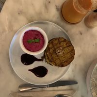 Pumpkin pie with beetroot sauce  at Planet Terra in Dubai