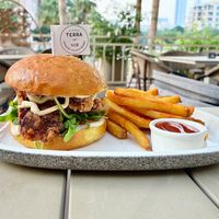 Oyster mushroom burger  at Planet Terra in Dubai