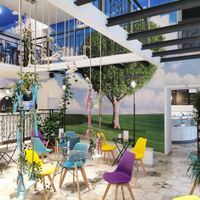 Fairy tale area with swings that you actually can use at Gelatarium in Florence