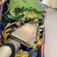 Inside of the vegan version of the Thai pizza. Ice cold in the inside. Would not recommend   at Tina's Garden Gourmet Cafe in Hilo