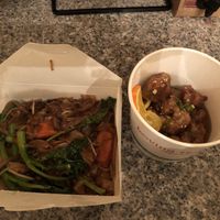 Orange chicken & chow fun  at Loving Hut - Sunset District in San Francisco