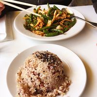 Green beans and tofu with multigrain rice at Loving Hut - Sunset District in San Francisco
