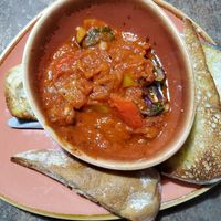 Vegan bean chilli with ciabatta at Casa Bella in Keswick
