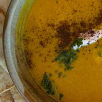 Soup with naan at The Ginger Kitchen in Yandina