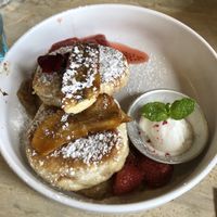 Vegan hotcakes  at WYLD in Raglan