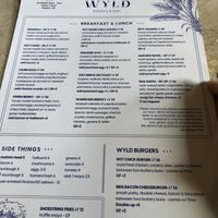 Menu (it’s almost cropped off the photo but there is also a vegan burger)   at WYLD in Raglan