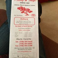 Menu hours address  at Peking & Tokyo in Woodstock