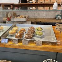 Clearly labeled vegan muffins.  at Soy Soy Cafe in Okinawa