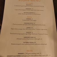 Vegan menu at Pulcinella Pizzeria in Cesana Brianza