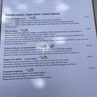 Vegan menu starters  at Melitón Jardin in Altea