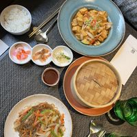 Tofu dish + Japchae  at Das Kimchi in Vienna