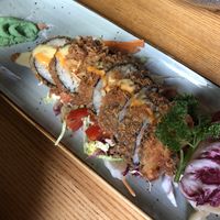 Vegan fried sushi with mango sauce   at Büffel & Koi in Stuttgart