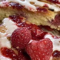 Raspberry and almond slice  at Old Barn & Planted by Sai in Colintraive