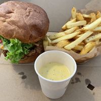 Chick’n burger and fries  at Eden Jaxx - Nørrebro in Copenhagen