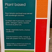 Vegan Plant Based Menu at Scholars in Blackburn