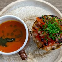 Tomato & basil soup at Scholars in Blackburn