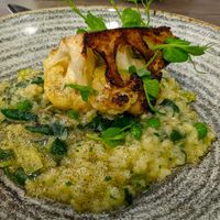 Winter vegetable risotto with charred cauliflower at Scholars in Blackburn