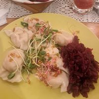 Russian pierogi with tofu at Pod Przykrywką in Wroclaw