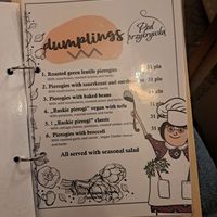English menu at Pod Przykrywką in Wroclaw