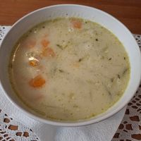 Pickled Cucumber soup with Carrots, Potatoes and pickled cucumber at Pod Przykrywką in Wroclaw