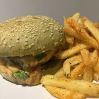 Moo’rger with fries with herbs  at FED BY NATURE in Limassol