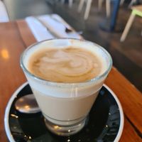 Almond latte at Cafe Qu Bah in Morwell