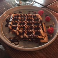 Waffle with chocolat sauce at Marea in Rostock
