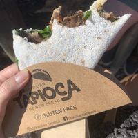 Vegan cheese with mushroom avo and spinach, tomato.   at Brazilian Tapioca in Noosaville