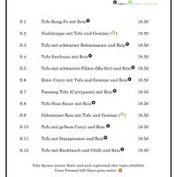 Vegan Menu  at Zhong Hua in Zurich