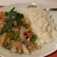 Tofu with garlic and chili with rice  at Zhong Hua in Zurich