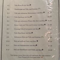 Menü Vegan/Vegi  at Zhong Hua in Zurich