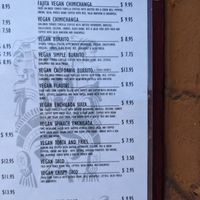 Vegan menu at Salsas Taco Bar in Santa Cruz