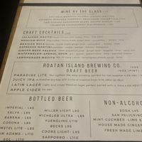 Beverage menu  at Roatan Oasis in Roatan