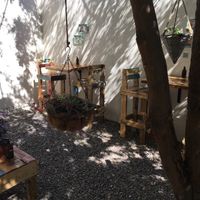 Outdoor seating .  at Planeta Veggie in La Paz