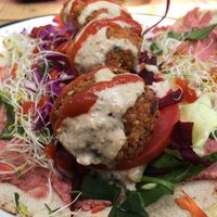 Falafel wrap with fries.  at Planeta Veggie in La Paz