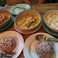 L-r: Massaman curry, yellow curry, tom kha. Highly recommend all.  at The Angels in Koh Lanta