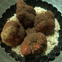 Strawberry dessert  at Crucina Restaurante in Madrid