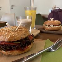 Vegan bagels n.1 and 6  at Můj Bagel in Prague