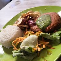 Burger at Govinda Lila in Cusco