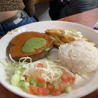 Lentil hamburger   at Govinda Lila in Cusco