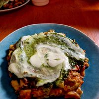 Vegan lasagna at Govinda Lila in Cusco