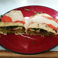 Falafel wrap at Govinda Lila in Cusco