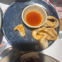 Vegan “prawn” crackers (half eaten, sorry!)  at Wagamama - Leisure Park in Cambridge