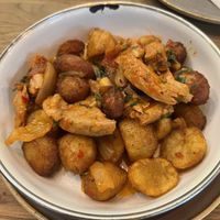 Vegan chicken and potatoes   at Vegan Garden Budapest in Budapest